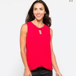 Mixed Material Surplice Blouse